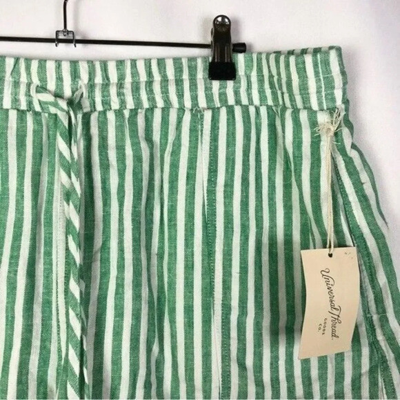 Universal Thread Green & White Stripe Linen High Rise Shorts L - Picture 4 of 5